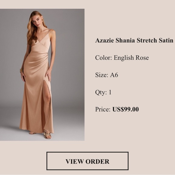 Azazie Shania Stretch Satin English Rose Bridesmaid Dress- A6 - Picture 4 of 10